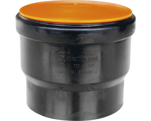 Akatherm PE-HD Steckmuffe mit Dichtung, Schnappring und Schutzkappe DN 110 mm
