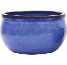 Blauer Keramik Blumentopf für den Innenbereich