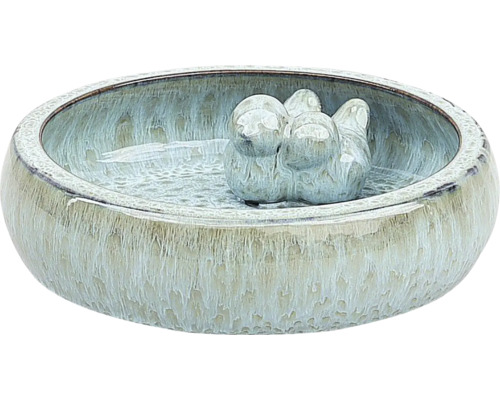 Keramik-Vogeltränke mit Vogel-Dekoration