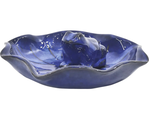 Dekorative Froschfigur in blauer Blattform für den Gartenteich