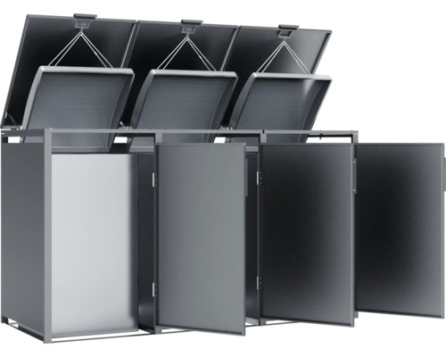 Mülltonnenbox für drei Mülltonnen mit Klappdeckel und Tür
