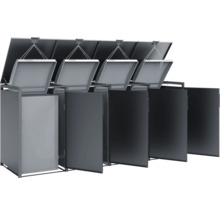 Mülltrennsystem mit mehreren Behältern und Deckeln