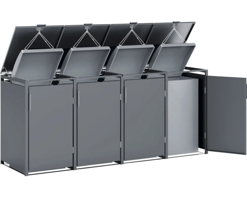 Mülltonnenbox für vier Mülltonnen mit Deckel
