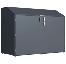 Grauer Geräteschrank mit Doppeltür und abschließbarem Griff