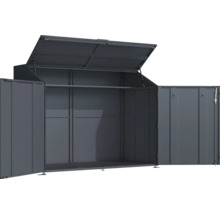 Offener Gerätehaus aus Metall mit Regal