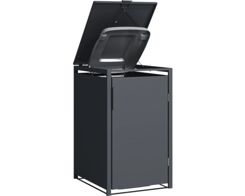 Mülltonnenbox mit geöffnetem Deckel.