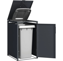 Mülltonnenbox mit offenem Deckel und Tür mit Mülltonne