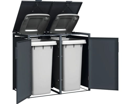Mülltonnenbox für zwei Mülltonnen mit Deckel und Tür