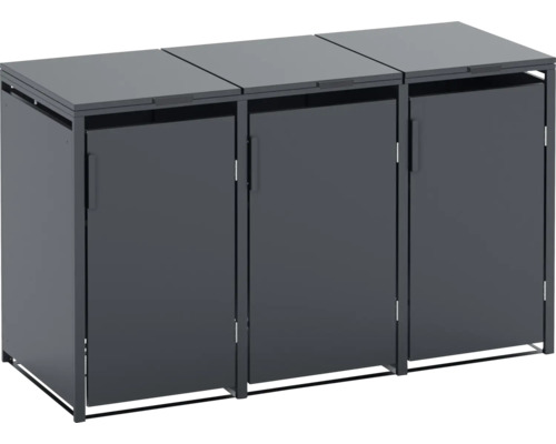 Mülltonnenbox für drei Mülltonnen mit Türen und Deckel