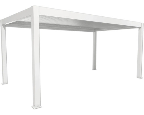 Pergola Biohort 5,5x3 inkl. beweglichen, isolierten Lamellendach für geringere Geräuschentwicklung und Wärmeabstrahlung 553 x 312 cm weiß/Lamellen Dach silber Freistehende weiße Pergola für den Garten