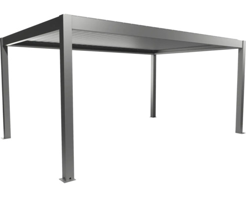Pergola Biohort 5,5x3,5 inkl. beweglichen, isolierten Lamellendach für geringere Geräuschentwicklung und Wärmeabstrahlung 553 x 368 cm quarzgrau-metallic Freistehende Pergola aus Metall für den Garten