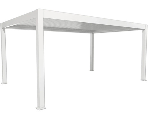 Pergola Biohort 5,5x3,5 inkl. beweglichen, isolierten Lamellendach für geringere Geräuschentwicklung und Wärmeabstrahlung 553 x 368 cm weiß Freistehende Pergola mit Dach