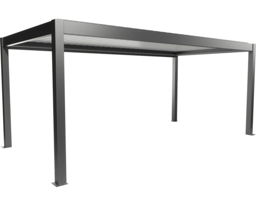 Pergola Biohort 6x3 inkl. beweglichen, isolierten Lamellendach für geringere Geräuschentwicklung und Wärmeabstrahlung 608 x 312 cm dunkelgrau-metallic/Lamellen Dach weiß Freistehende Pergola mit stabilen Pfosten und Dach