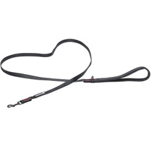 Schwarze Hundeleine aus Nylon mit Karabinerhaken und Handschlaufe