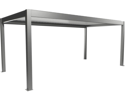 Pergola Biohort 6x3 inkl. beweglichen, isolierten Lamellendach für geringere Geräuschentwicklung und Wärmeabstrahlung 608 x 312 cm quarzgrau-metallic/Lamellen Dach weiß Freistehende Metall Terrassenüberdachung mit Dach