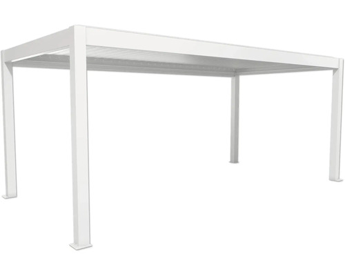 Pergola Biohort 6x3 inkl. beweglichen, isolierten Lamellendach für geringere Geräuschentwicklung und Wärmeabstrahlung 608 x 312 cm weiß/Lamellen Dach silber Freistehende Gartenpergola aus Metall