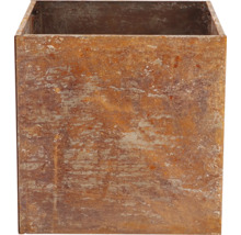 Quadratischer Pflanzkübel aus Metall mit Rostoptik