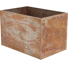 Rechteckiger Pflanzkasten aus Metall mit Rostoptik