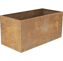 Rechteckiger Pflanzkasten aus Metall mit Rostoptik