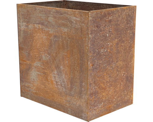 Rechteckiger Pflanzkübel aus Metall mit Rosteffekt