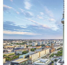 Panorama von Berlin mit dem Berliner Fernsehturm und Wohnhäusern.