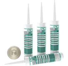 Mehrere Kartuschen PCI Silcoferm S Dichtstoff und eine Dichtstoffwulst