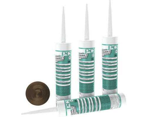 PCI Silcoferm® S Silikon Dichtstoff für innen und aussen mittelbraun 310 ml Mehrere Kartuschen PCI Silcoferm S Dichtstoff mit einer Farbdarstellung