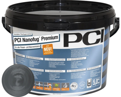 PCI Nanofug® Premium Variabler Flexfugenmörtel für alle Fliesen und Natursteine basalt 5 kg PCI Nanofug Premium flexibler Fugenmörtel für Fliesen und Natursteine im Eimer