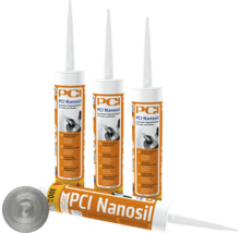 Mehrere Kartuschen PCI Nanosil Elastischer Fugendichtstoff für Innen- und Außenbereiche.