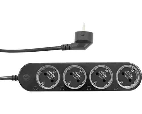 Steckdosenleiste mit vier Steckplätzen und Stecker