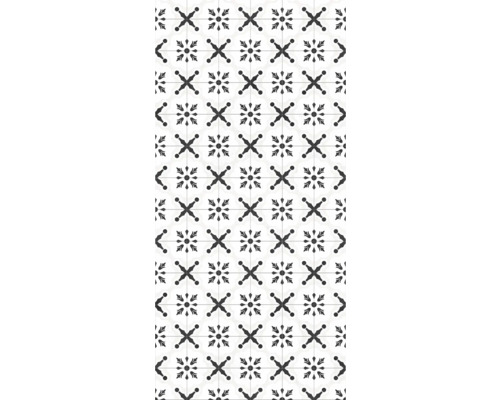 Duschrückwand BREUER Fliesenoptik Orient schwarz-weiß 210 x 150 cm 9482534000178 Fliesenmuster mit floralen und geometrischen Motiven