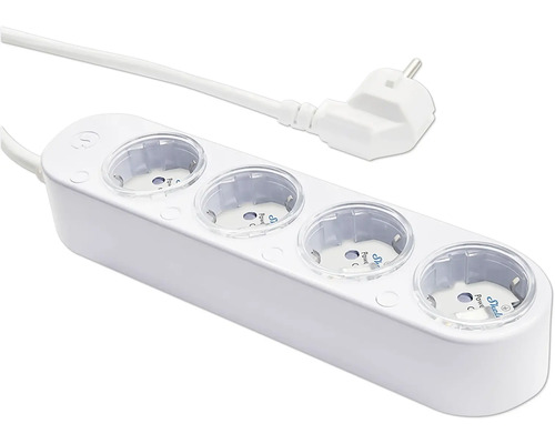 Steckdosenleiste mit vier Steckdosen und Stecker