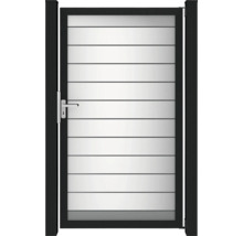 Gartentür mit horizontalen Lamellen und Griff