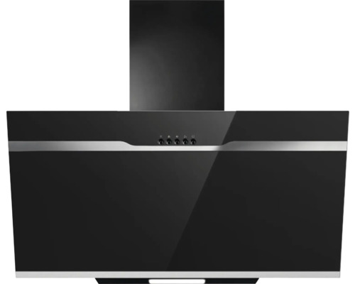 Schwarze Dunstabzugshaube mit Bedienelementen