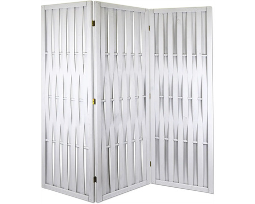 Paravent Dhaka 181 x 181 cm grau Weißer, dreiteiliger Raumteiler aus Holz