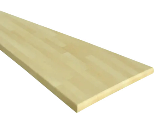 Leimholzplatte aus hellem Holz mit sichtbarer Maserung.