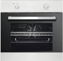 Einbaubackofen mit Bedienknöpfen, Innenraum mit Grill und Backblech