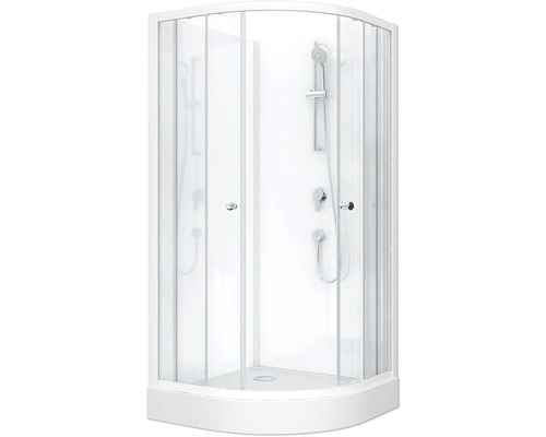 Komplettdusche form&style COOKS 85 x 85 x 195 cm weiß Eckdusche mit Glastüren und Duscharmatur