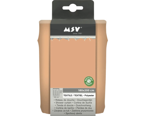 Duschvorhang MSV 180 x 200 cm pfirsich MSV Duschvorhang aus Polyester, 180 mal 200 Zentimeter