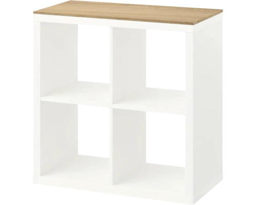 Regal mit vier Fächern und Holzplatte