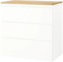 Kommode mit drei Schubladen und Holzplatte