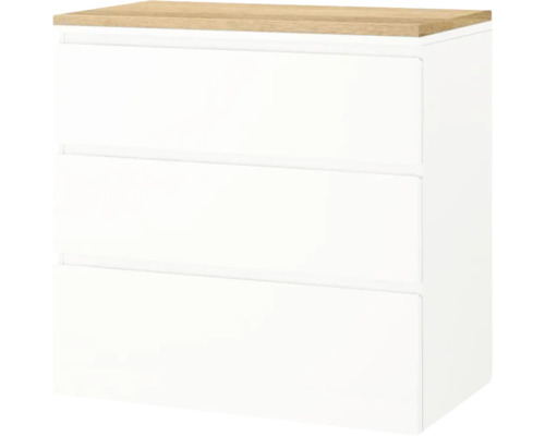 Kommode mit drei Schubladen und Holzplatte