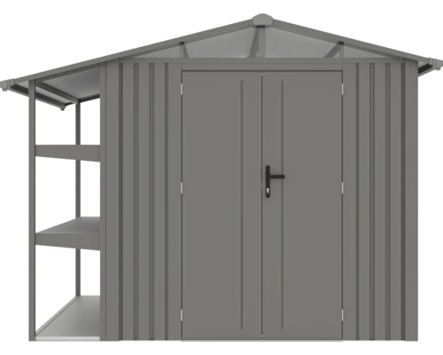 Metall Gerätehaus mit Doppeltür und Regalen