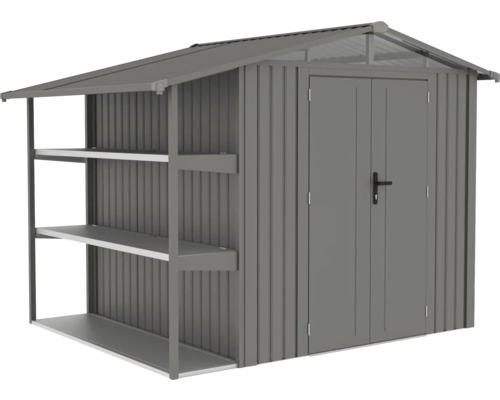 Metall Gerätehaus mit Doppeltür und Regalen