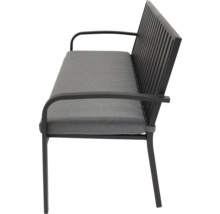 Gartenbank mit Armlehnen und grauen Auflagen