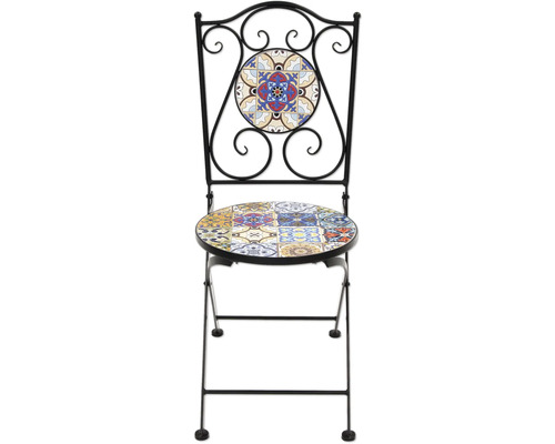 Gartensessel mit Mosaikmuster auf Sitzfläche und Rückenlehne