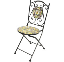 Klappbarer Bistro-Stuhl mit Mosaikmuster auf Sitzfläche und Rückenlehne