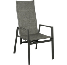 Gartenstuhl mit Armlehnen aus Metall und Textilbespannung