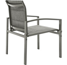 Gartenstuhl mit Armlehnen aus Metall und Textilbespannung