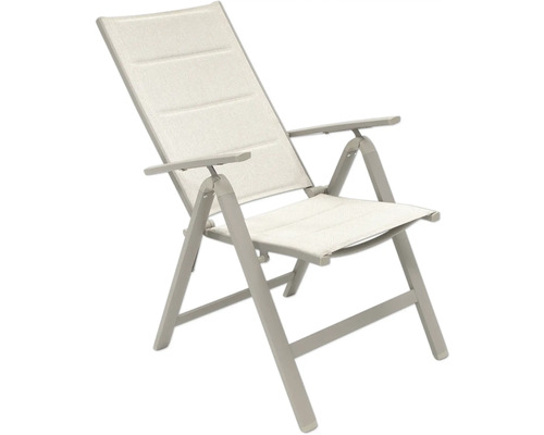 Verstellbarer Gartenstuhl mit Armlehnen und Textilbespannung